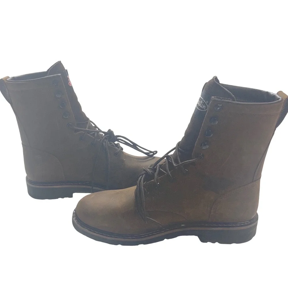Justin Mens SE960 Waterproof Leather Work Boots Brown Soft Toe EH‎ SR Size 11.5D